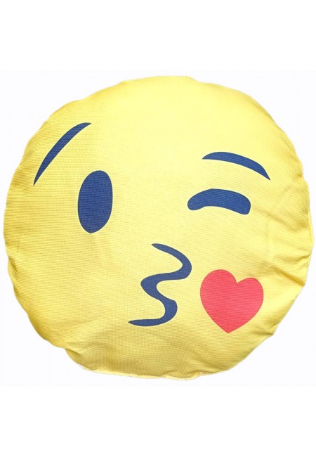 Silikon Dolgulu Öpücük Emoji Baskılı Yastık, Çanta Hediyeli