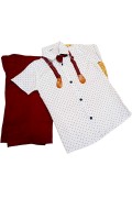 Bordo Renk Kapri, Yıldız Desenli Gömlek, Askı ve Papyonlu Takım